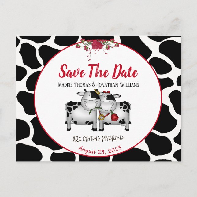 Fun Mariage vaches Enregistrer la date carte posta (Devant)