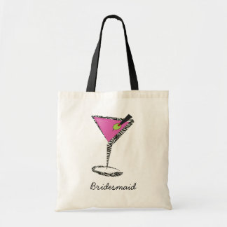 fun martini hot pink tote bag