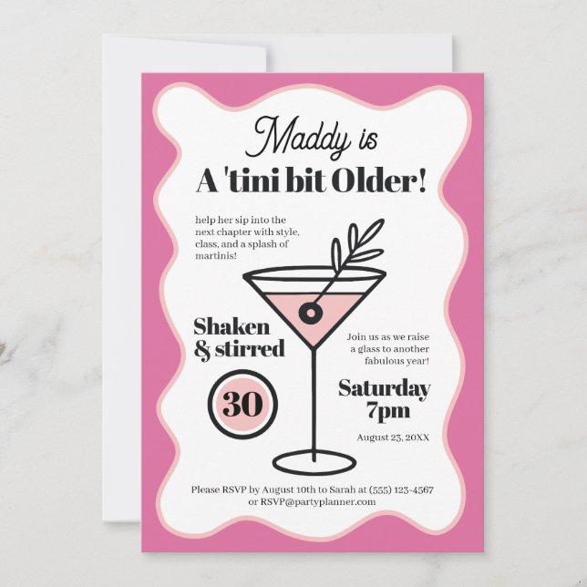 Fun Martini Party Invitations pour 30e anniversair (Devant)