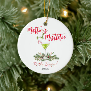 Fun Martinis and Mistletoe Cocktail Christmas Ceramic Ornament