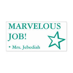 Fun "MARVELOUS JOB!" Grading Rubber Stamp