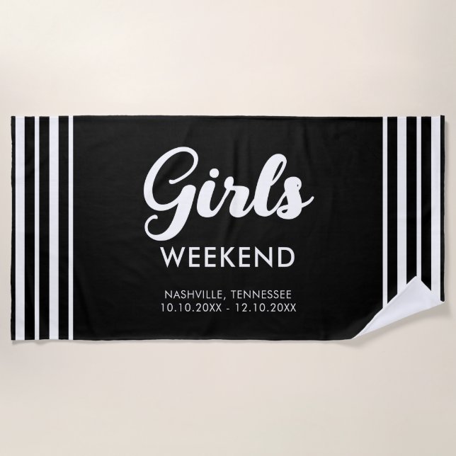 Fun Matching Travel Destination Girls Weekend Trip Beach Towel (Front)