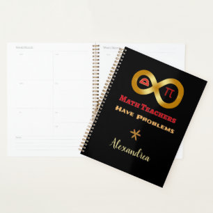 Fun Math Teachers Problems Humourous Personalize  Planner