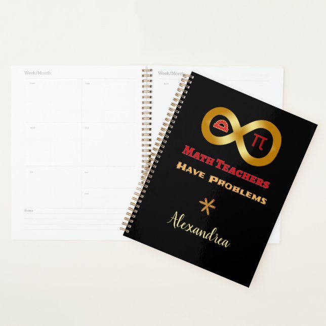 Fun Math Teachers Problems Humourous Personalize  Planner (Display)