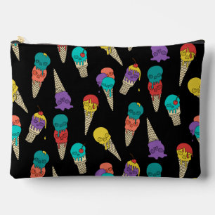 Fun Melty Summer Goth Skull Ice Cream jewel black Accessory Pouch