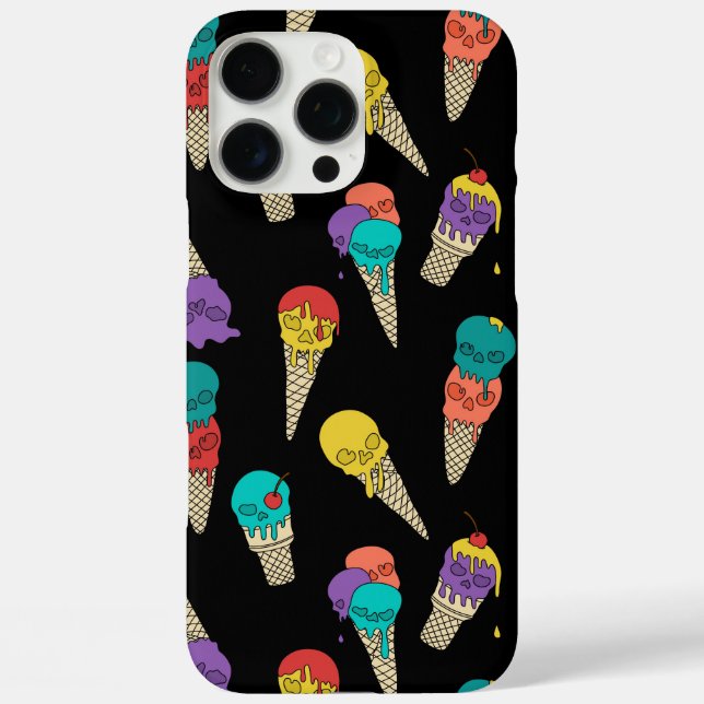 Fun Melty Summer Goth Skull Ice Cream jewel black Case-Mate iPhone Case (Back)