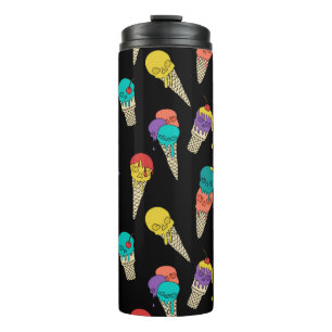 Fun Melty Summer Goth Skull Ice Cream jewel black Thermal Tumbler