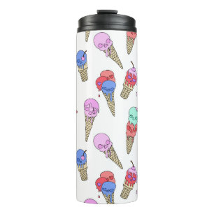 Fun Melty Summer Goth Skull Ice Cream pastel white Thermal Tumbler