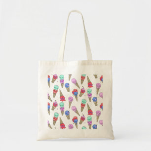 Fun Melty Summer Goth Skull Ice Cream pastel white Tote Bag
