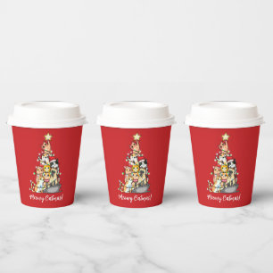 Fun Meowy Catmas Cats Christmas Tree Custom Paper Cups