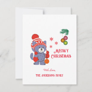 Fun Meowy Christmas Cute Cat Christmas Greetings  Card