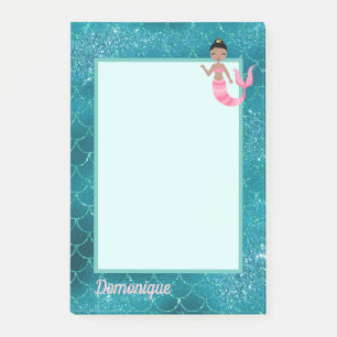 Fun Mermaid in Pink with Aqua Scales Post-it Notes