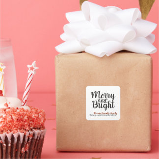 Fun Merry and Bright Simplistic Square Sticker
