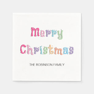 Fun Merry Christmas Multicolor Paper Napkins