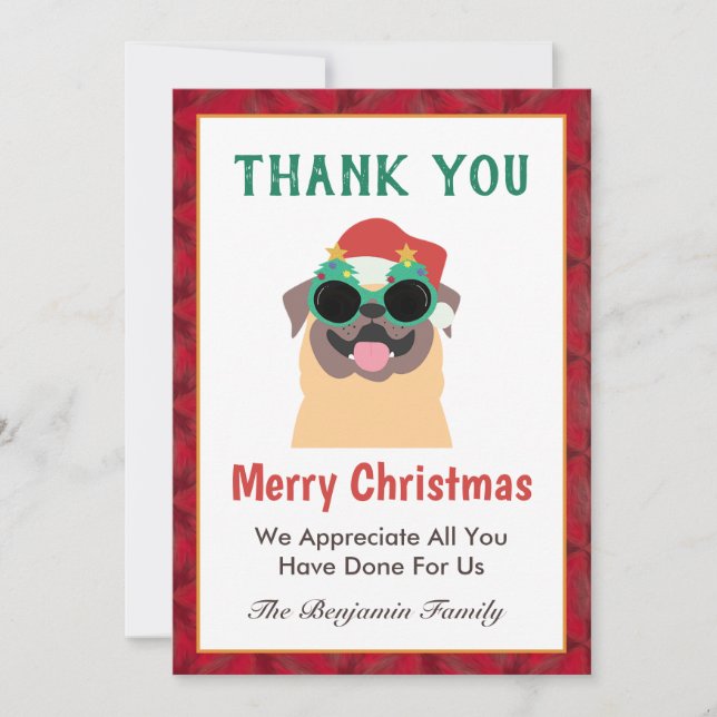 Fun Merry Christmas Thank You Personalize Holiday Card (Front)