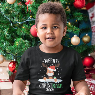 Fun merry Christmask 2021 reindeer mask sanitizer Toddler T-shirt