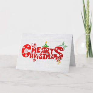 Fun Merry Chritmas Text With Bells Holiday Card