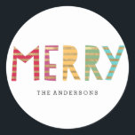 Fun Merry Custom Holiday Sticker or Labels<br><div class="desc">Our modern and chic personalized stickers can be used as envelope seals,  gift tags,  favour stickers,  items labels,  and more. The possibilities are endless so go ahead and use them creatively. Available in other colours. Custom colours are also available upon request.</div>