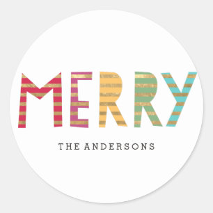 Fun Merry Custom Holiday Sticker or Labels