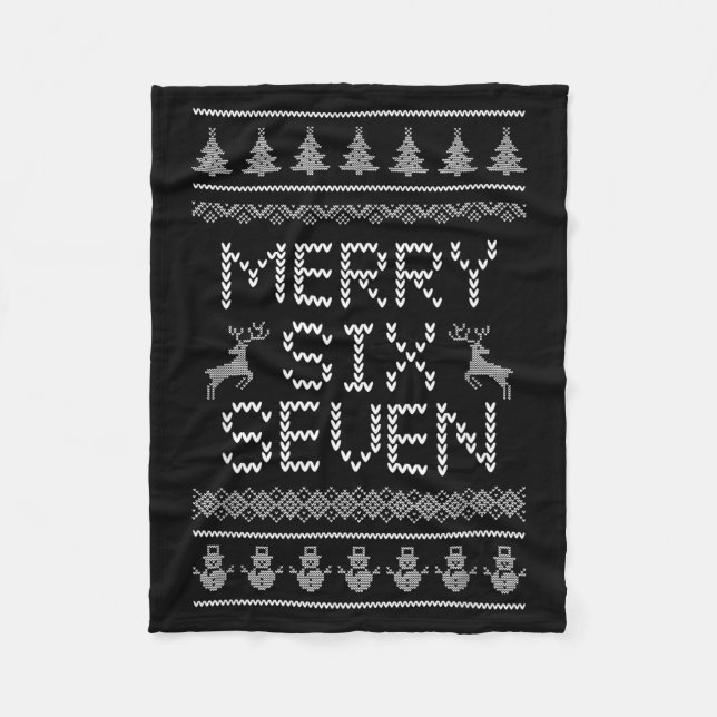 Fun Merry Six Seven 6 7 Meme Design Christmas Humo Fleece Blanket (Front)