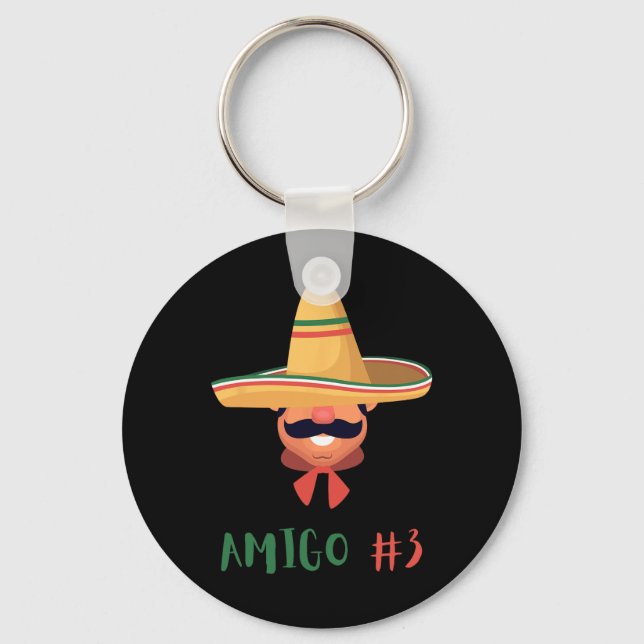 Fun Mexican Amigo #3 Group Matching Diy Halloween  Keychain (Front)