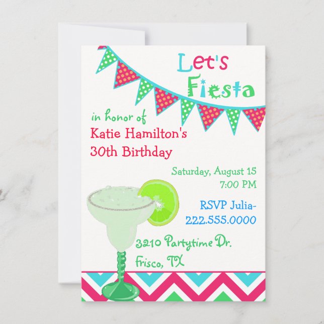 Fun Mexican Fiesta Birthday Party Invitation (Front)