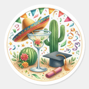 Fun Mexican-Themed Fiesta Grad Classic Round Sticker
