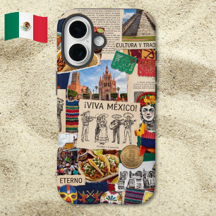 Fun Mexicore Scrapbook Collage Viva Mexico iPhone 16 Case