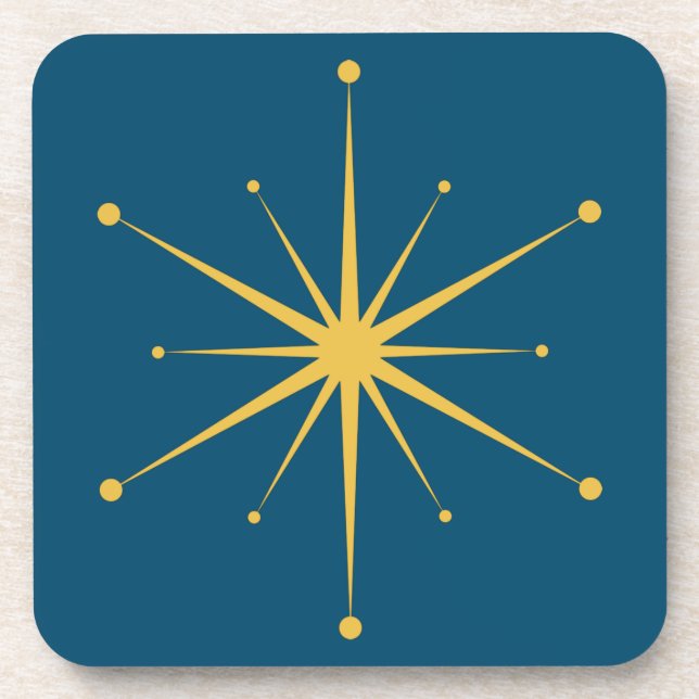 Fun Midcentury Modern Retro Starburst Coaster (Front)