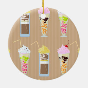Fun Milk Shake Design Ceramic Ornament