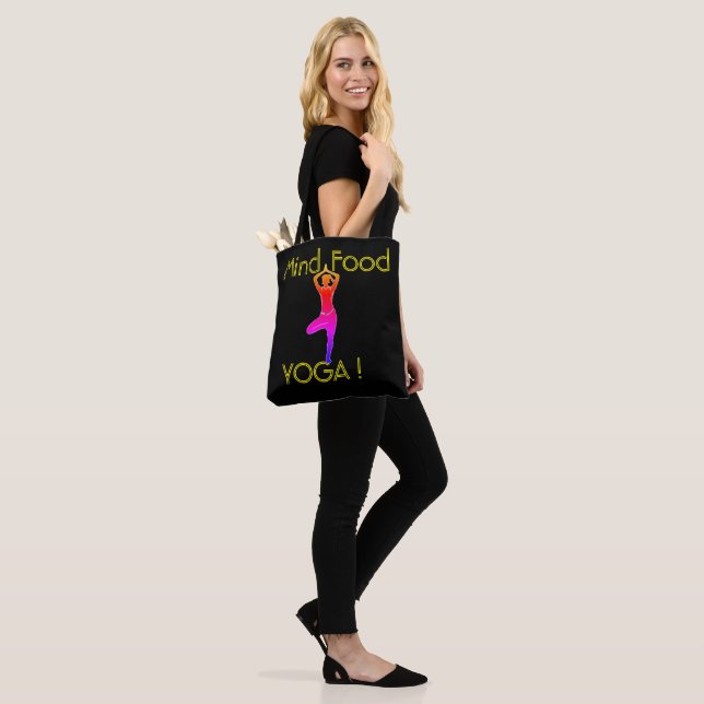 Fun 'Mind Food Yoga' Tote Bag (On Model)