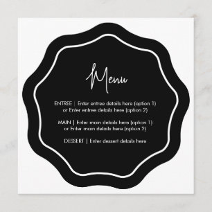Fun Minimalist Wavy Menu Black & White