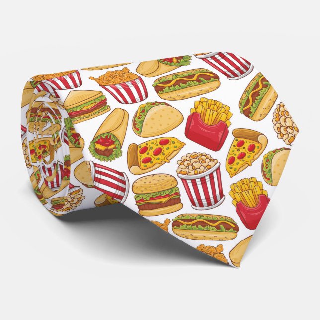 fun mixed food lovers tiled pattern tie (Rolled)