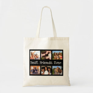 Fun Modern 6 Photo Best Friends Ever Black White Tote Bag