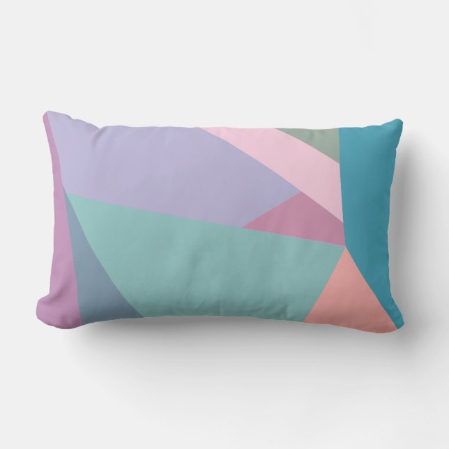 Fun Modern Abstract Colourful Geometric Pastel Art Lumbar Pillow (Front)