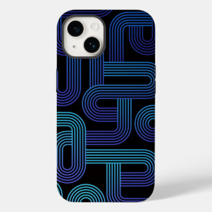 Fun Modern Abstract Purple Blue Maze Pattern Case-Mate iPhone 14 Case