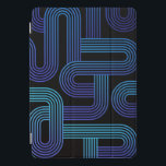 Fun Modern Abstract Purple Blue Maze Pattern iPad Pro Cover<br><div class="desc">This modern design features a fun abstract maze pattern in purple,  turquoise and blue on a black background #ipad #ipadcases #cases #ipadcovers #gifts #electronics #tabletcases</div>