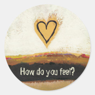 Fun modern art heart painting customize your own classic round sticker