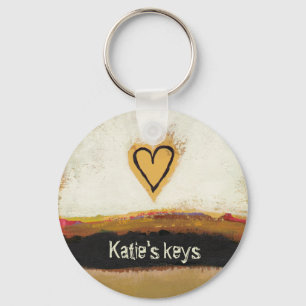 Fun modern art heart painting customize your own keychain