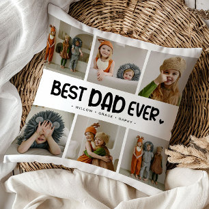 Fun Modern 'BEST DAD EVER' 6 Photo Throw Pillow