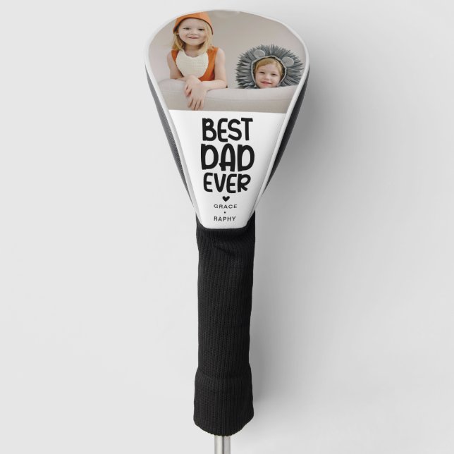 Fun Modern 'BEST DAD EVER' Photo Golf Head Cover (Front)
