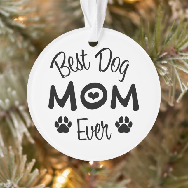 Fun Modern Best Dog Mom Photo Ornament (Tree)