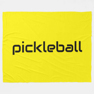 Fun Modern Black PICKLEBALL Text On Bright Yellow Fleece Blanket