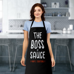 Fun Modern Boss Mom Black White Kitchen Bold Typ Apron