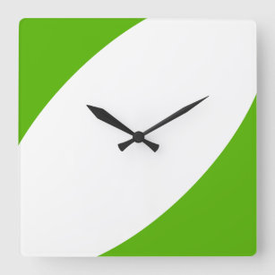 Fun Modern Bright Lime Green White Abstract Curves Square Wall Clock