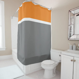 Fun Modern Bright Orange Grey White Colour Block