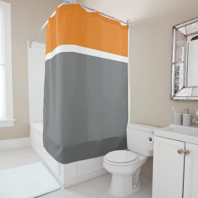 Fun Modern Bright Orange Grey White Colour Block (In Situ)