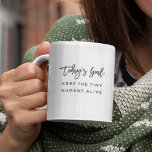 Fun Modern Chic Mom Mother Saying Goals Quote Coffee Mug<br><div class="desc">Trendy,  stylish,  funny coffee mug saying "Today's goal: Keep the tiny humans alive" in modern script typography on the two-toned coffee mug. Perfect birthday gift for the awesome mom in your life. Available in many more interior colours.</div>