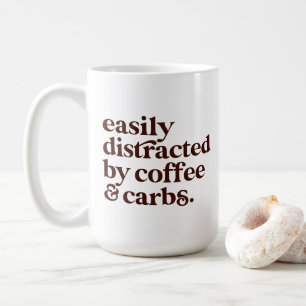 Fun Modern Coffee Lover Carbs Lover Brown Letters Coffee Mug