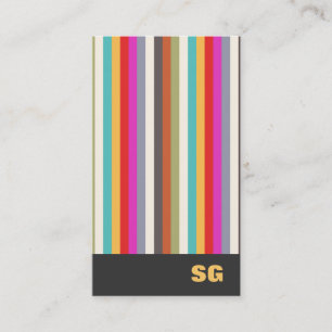 Fun Modern Colourful Striped Monogram Business Card